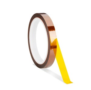 Kapton polyimide brown metallic masking tape.

Features:

- 10mm thick - 28m length- Material: Polyimide - Short Term Temperature Resistance: 300?C max- Long Term Termperature Resistance: 260?C max - Responsive to demanding environmental conditions- High Temperature masking - Excellent electronic insulation- Leaves no residue