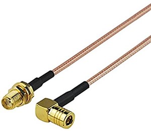 SMA Female bulkhead connector to SMB right angle female connector wiring assembly, 450mm, RG174 lowloss coaxial cable, as per approved drawings and samples