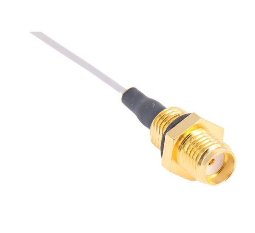 SMA Female bulkhead connector (KM-011022E) to I-PEX connector loom 115mm 1.13mm low lossantenna cable Gold plating thickness 5u AU welded construction adhesive heatshrink rubbergasket included nuts and washers to be supplied