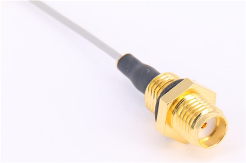 SMA Female bulkhead connector (KM-011022) to I-PEX connector loom 115mm 1.13mm low lossantenna cable Gold plating thickness 5u AU welded construction adhesive heatshrink rubbergasket included nuts and washers to be supplied
