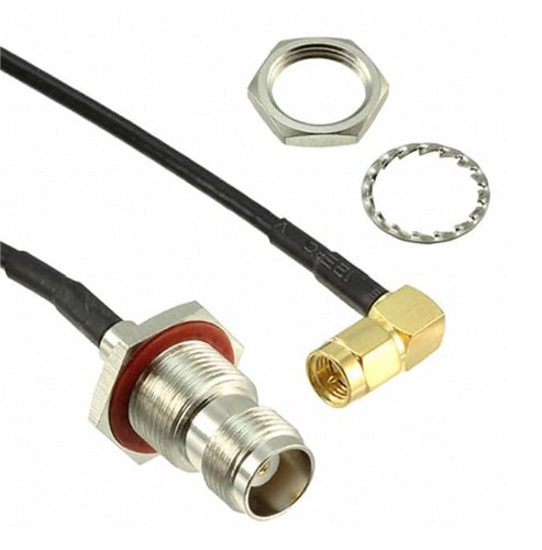 TNC BHD Female bulkhead connector (KM-010511) IP67 rated, right angle SMA male connector (KM-011057),300mm loom, RG316 low loss antenna cable, Gold plating thickness 5u&quot; AU, welded construction,adhesive heatshrink, rubber gasket included and fitted, nuts and washers supplied seperately inbags, as per approved drawings and samples