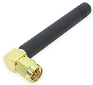 868MHz ISM Stubby antenna right angle 2.5dBi 50R 5u Gold SMA male 50W maximum input power