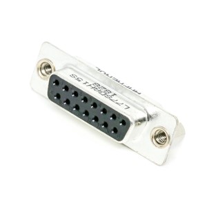 15-Pin Standard density D-SUB connector, tinned shell, 4-40 rear insert mounting, socket contact,straight PCB pins