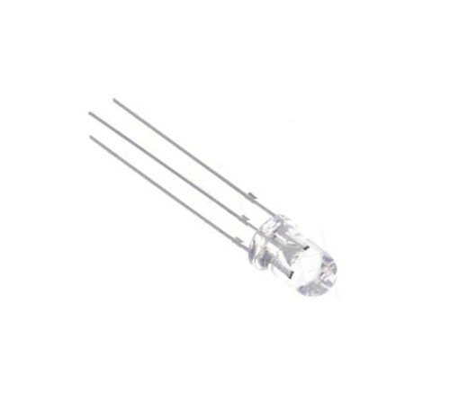 Infra-Red 5mm LED 850nm 3-Leg with built in red indicator LED (700nm), water clear lens,GaAlAs/GaP, 100mW
