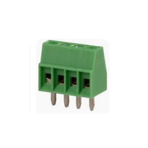 4-way PCB Mount terminal block, 5.00mm pitch, 300V 16A rated, 14-26AWG wire gauge range, rising clampdesign, PA66 UL94V-0 housing (green), UL, cUL, CE, VDE