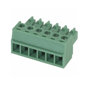 6-way Euro Type pluggable terminal block, 3.81mm pitch, 300V 10A rated, up to 1.5mm2 wire crosssection (16-26AWG),  PA66 housing (dark green), UL, cUL, CE, VDE approved