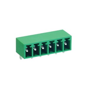 6-way Euro Type pluggable PCB header, right angle, 3.81mm pitch, 300V 12A rated, 0.8mm2 pins,  PA66housing (dark green), UL, cUL, CE, VDE approved