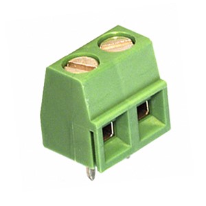 2-Way PCB Mounting terminal block, 5.08mm pin pitch, cage clamp, screw terminal, 16-26AWG wirerange, 10A 300V rated, polyamide green insulator UL94V-0, CSA/UL/VDE safety approvals