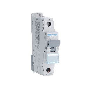 2A Miniature circuit breaker, single pole, DIN-rail mounting, type C tripping, 10kA shortcircuit breaking capacity, 230/400V, 20,000 cycle mechanical endurance, 4,000 cycle electricalendurance