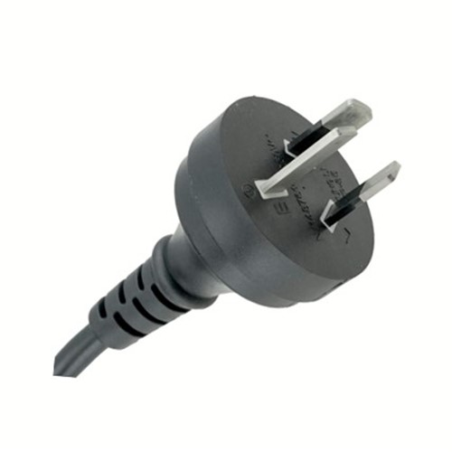 10A 1.5M AC Power cable 250/440V H05VV-F 4V-75 3G 1.5mm2 cable (PMS425 charcoal grey), male AU/NZAL-103 plug (PMS425 charcoal grey), insulated 6.3mm right angle 6.3mm QC terminals, PG11 cablegland fitted (grey), nut for cable gland in seperate bag, as per approved drawings andspecifications, revision 01 20-FEB-2023