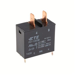 24VDC 25A 250VAC Miniature relay, 900mW, 6370VA max switched power, AgSnO contact material, 1 FormA, NO contacts, 6.3mm QC terminals, UL, CSA, TUV approved