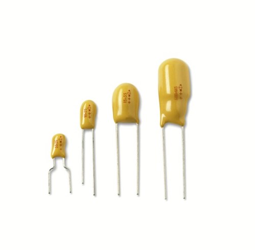 1uF 35V 20% Tantalum capacitor, 2.54mm PCB pitch, 4mm cut PCB pins