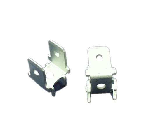 6.3mm Double QC terminal tab PCB mount tin plated brass material 0.8mm tab thickness