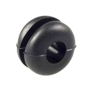 9.5mm x 4.8mm PVC Cable grommet, black, 1.6mm panel thickness, 6.8mm width, designed for 4.8mmcable diameter, 43-55 Shore A hardness, -35c to +55c operating temperature range