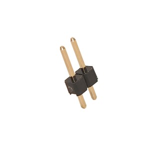 2-Pin Vertical mount 2.54mm PCB header, gold plated, 6mm contact pin length, 2.5mm PCB pinlength, 2.54mm insulator height, 11.04mm total height, PBT UL94V-0 black insulator, -40c to+105C operating temperature range