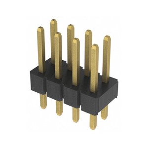 8-Pin Vertical mount, dual row, 2.54mm pitch PCB header, 6mm top pin length, UL94V-0 PBT+GF blackinsulator, Gold plating, 3.0A current rating, 250VAC