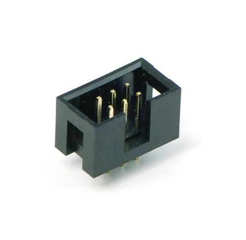 6-Pin Polarised vertical PCB mount box header gold flash