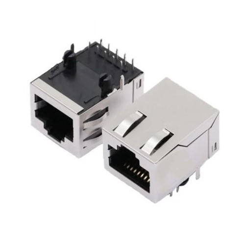 RJ45 Ethernet connector with transformer, 10-pin, PCB locating pegs, 100BaseT, 1-port, POE, no LEDindicators, black LCP UL94V-0 housing, coopper alloy metal shell, gold plated pins, 0C to +70Coperating temperature range, 25.4mm x 13.45mm x 16.2mm