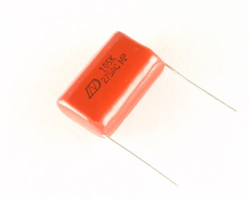 2uF 10% 300VAC Metallized polypropylene film (MPP) capacitor, 22.5mm pitch, 24mm x 25mm x 12.5mm casesize, 4mm trimmed PCB pins
