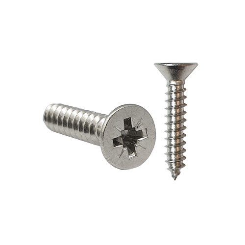 8GA x 20mm Pan pozi self tapping screw, Stainless Steel 304, countersunk head