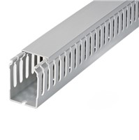 60mm x 25mm Slotted wiring duct, 8mm slot, 2000mm length, grey PVC, UL94V-0 and M1 flame rated,service temperature +85C, clip on cover