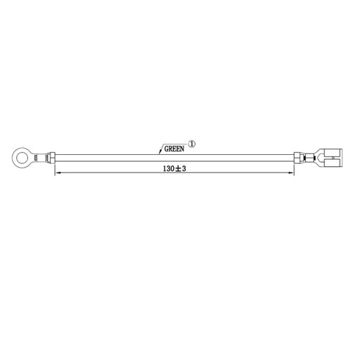 100mm +/-3mm Custom loom, green UL1015 18AWG wire, terminated with 8.3mm ring terminal, 6.3mm QCterminal - OBSOLETE