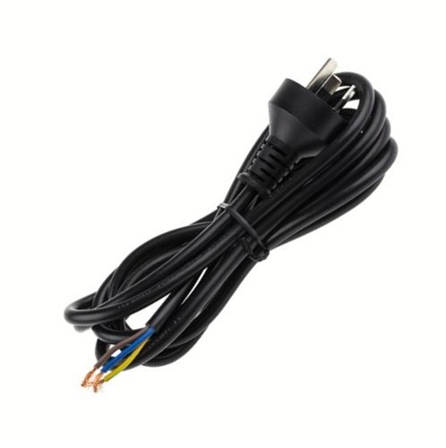 10A 5.0M AC Power cable, 250/440V H05VV-F 4V-75 2 x 0.75mm2 cable (black), male NZ/AU KCS70-5001-85AL-102 2-pin plug, 6mm boot-lace ferrule termination, as per approved drawings and samples