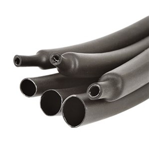 12mm Diameter dual wall heatshrink tubing, glue lined, black, 4:1 shrink ratio, 1.2m length